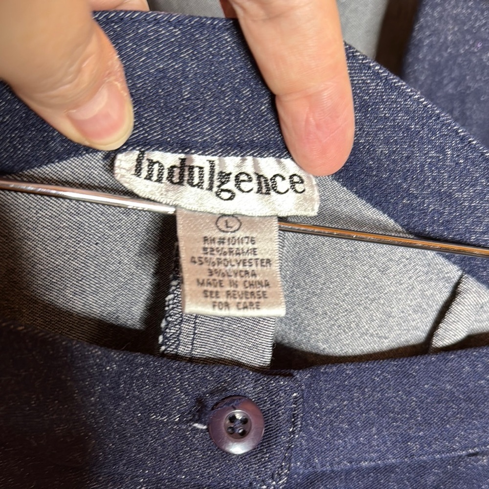 Vintage Indulgence Indigo Blue Jean Vest Pantsuit Size Large - Picture 12 of 13